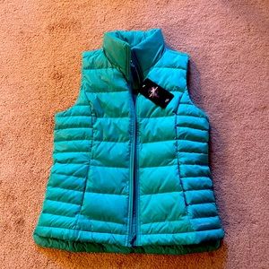 Teal Land’s End down vest adult size small NWT